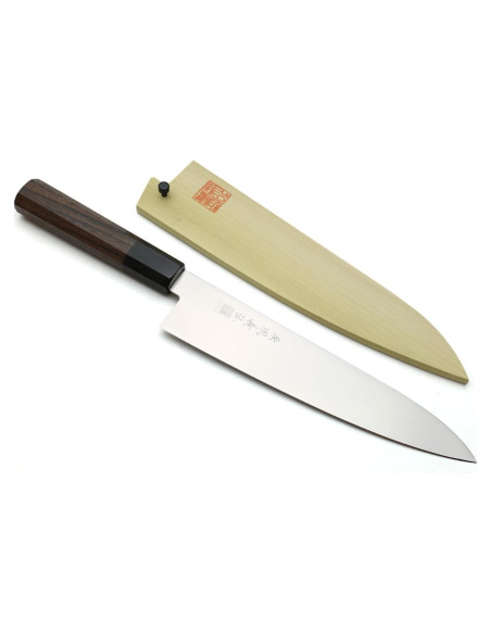 Cuchillo Chef Japonés Gyuto Yoshihiro AUS10 210mm Mango Madera Rosa