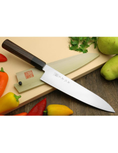 Cuchillo Chef Japonés Gyuto Yoshihiro AUS10 210mm Mango Madera Rosa 2