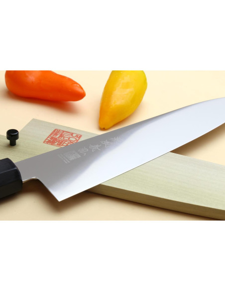 Cuchillo Chef Japonés Gyuto Yoshihiro AUS10 210mm Mango Madera Rosa
