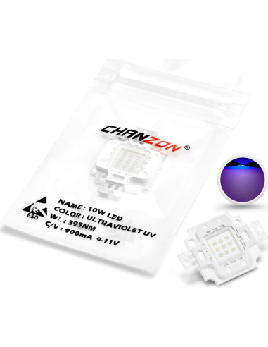 Chip LED Ultravioleta 10W Chanzon 395nm SMD COB 1 pieza
