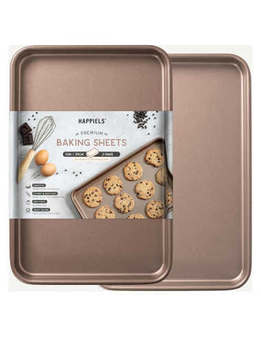 Juego de 2 bandejas para hornear HAPPIELS 38.1x25.4 cm antiadherentes
