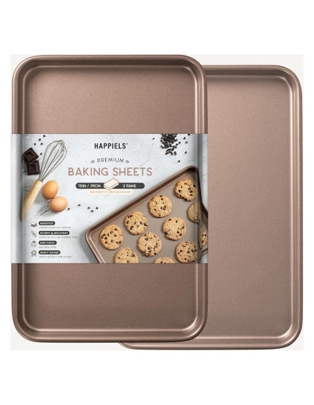 Juego de 2 bandejas para hornear HAPPIELS 38.1x25.4 cm antiadherentes