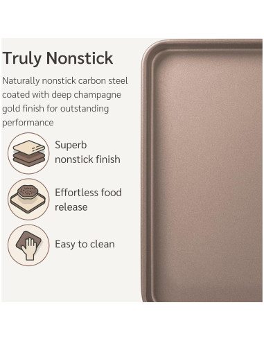 Juego de 2 bandejas para hornear HAPPIELS 38.1x25.4 cm antiadherentes