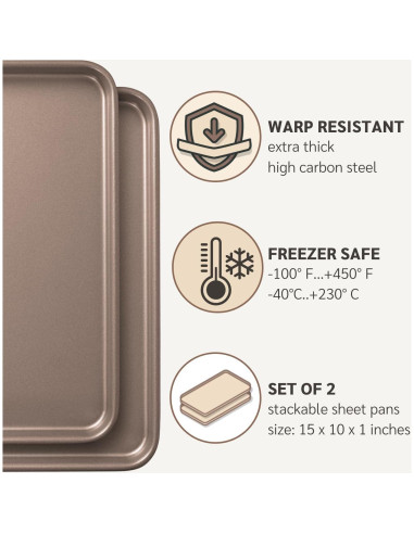 Juego de 2 bandejas para hornear HAPPIELS 38.1x25.4 cm antiadherentes