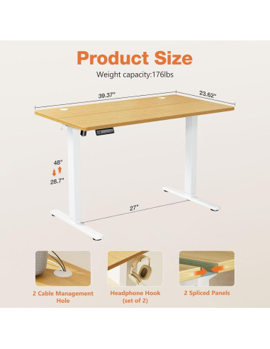 Escritorio de pie eléctrico Sweetcrispy 40x24 cm ajustable