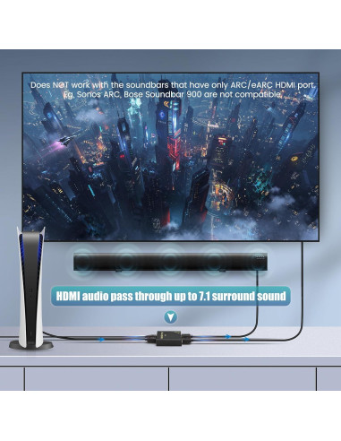 Divisor HDMI 1x2 HBAVLINK 4K 60Hz - Compatible PS5, Apple TV