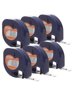 Cinta de Etiquetado DYMO LetraTag 12mm Papel Blanco 6 Unidades