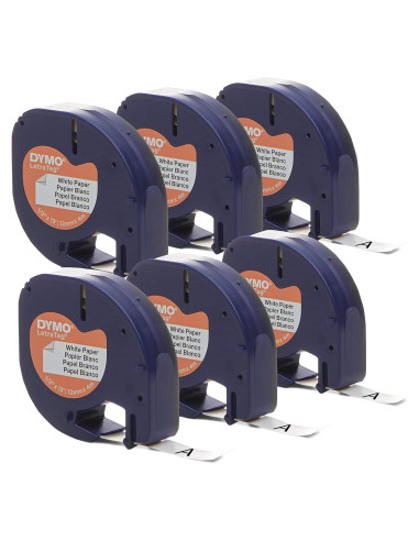 Cinta de Etiquetado DYMO LetraTag 12mm Papel Blanco 6 Unidades