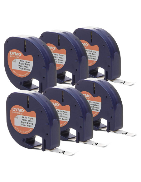 Cinta de Etiquetado DYMO LetraTag 12mm Papel Blanco 6 Unidades