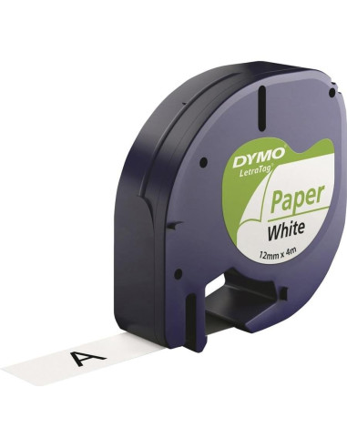 Cinta de Etiquetado DYMO LetraTag 12mm Papel Blanco 6 Unidades