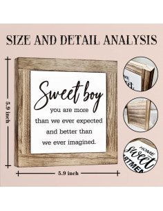 Placa de Madera Sweet Boy 15x15cm Decoración Rústica 2