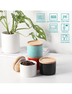 Tarro de Sal Cerámico Sweejar 147 ml Apilable Blanco 2