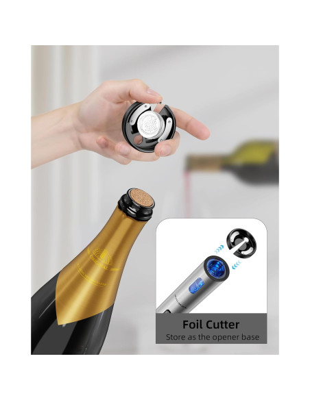 Juego de Vino Eléctrico Newise 4 en 1: Sacacorchos, Aerador, Tapones