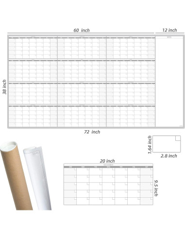 Calendario Anual de Pared Reutilizable JJPRO 182.88x96.52cm