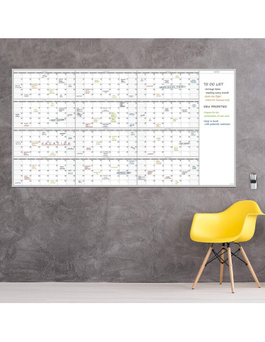 Calendario Anual de Pared Reutilizable JJPRO 182.88x96.52cm