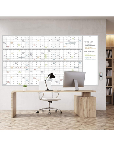 Calendario Anual de Pared Reutilizable JJPRO 182.88x96.52cm
