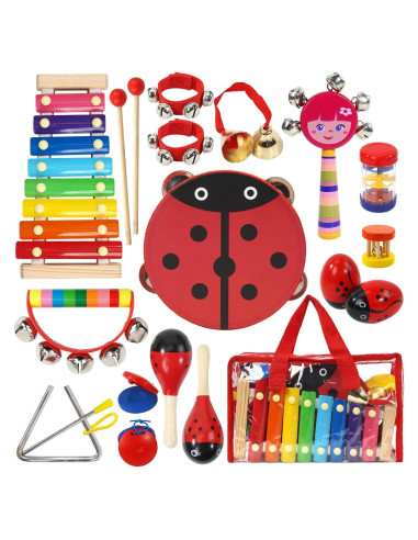 Conjunto de Instrumentos Musicales Raimy para Niños - Juguete de Percusión de Madera Educativo