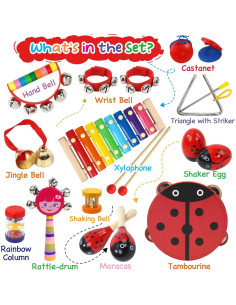 Conjunto de Instrumentos Musicales Raimy para Niños - Juguete de Percusión de Madera Educativo 2