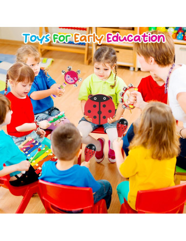 Conjunto de Instrumentos Musicales Raimy para Niños - Juguete de Percusión de Madera Educativo
