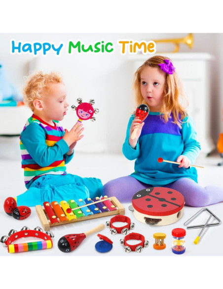 Conjunto de Instrumentos Musicales Raimy para Niños - Juguete de Percusión de Madera Educativo