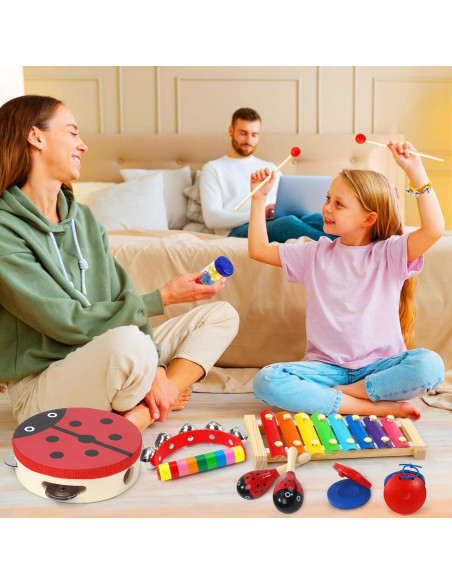 Conjunto de Instrumentos Musicales Raimy para Niños - Juguete de Percusión de Madera Educativo