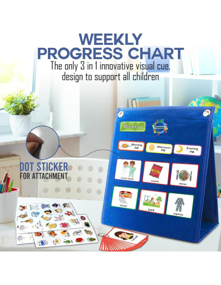 Horario Visual para Niños Taskids - Gráfico de Rutina 3 en 1 Horario Visual para Niños Taskids - Gráfico de Rutina 3 en 1