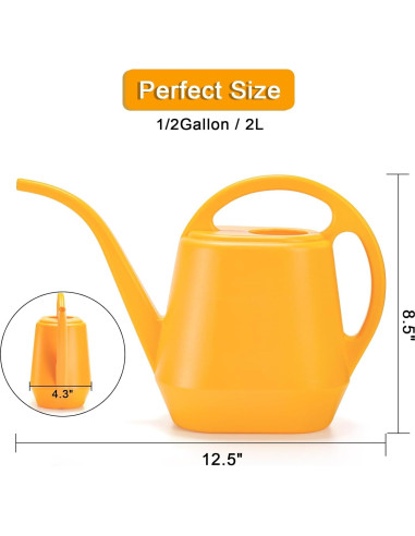 Regadera Fasmov 2L Plástico Amarillo con Pico Largo Ergonómico