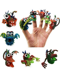 Títeres de dedo de silicona Lynkaye - 5 animales coloridos 2