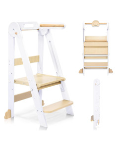 Escalera Plegable de Madera CONKKA para Niños - 2 Pasos Ajustables