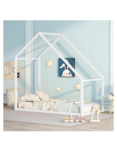 Cama de Suelo Twin Triple Tree Metal Montessori Blanca