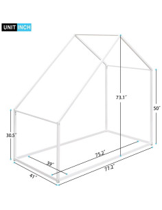 Cama de Suelo Twin Triple Tree Metal Montessori Blanca 2