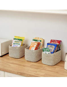 Juego de 3 cestas de almacenamiento R RUNKA de algodón 28x18 cm 2