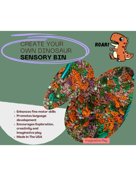 Relleno Sensorial de Dinosaurio - Arroz Coloreado 4 Tazas
