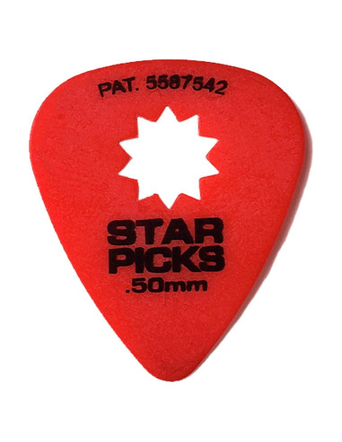 72 Púas de Guitarra Everly Star Picks 0.50mm Rojo
