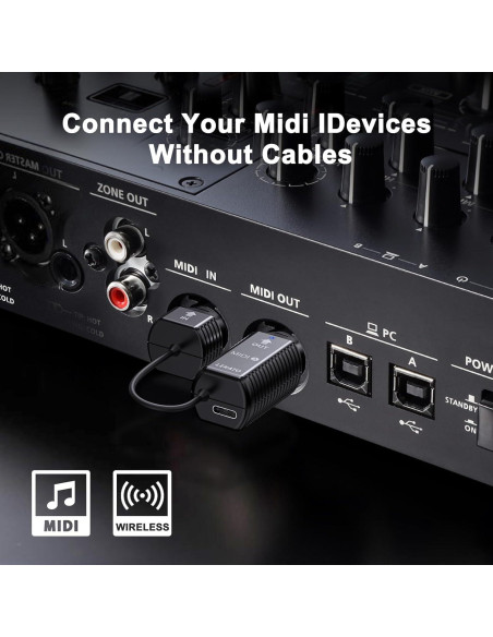 Adaptador MIDI Inalámbrico LEKATO - Ultra Baja Latencia 3ms