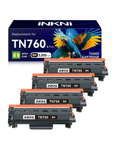 Cartucho de Tóner Compatible Brother TN760 Negro 4 Paquete