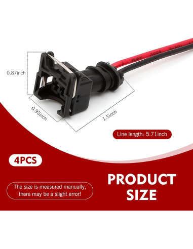 Conectores de Inyector de Combustible Dogary 4 PCS Negro