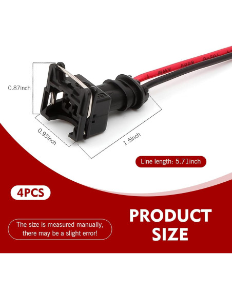 Conectores de Inyector de Combustible Dogary 4 PCS Negro