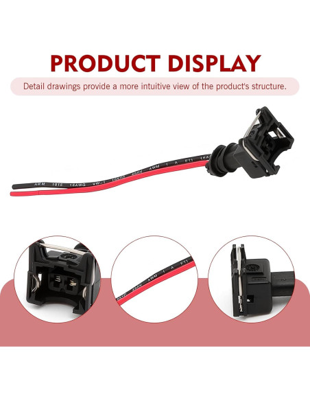 Conectores de Inyector de Combustible Dogary 4 PCS Negro