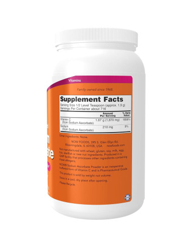 Polvo de Ascorbato de Sodio NOW Foods 1.36 kg Antioxidante