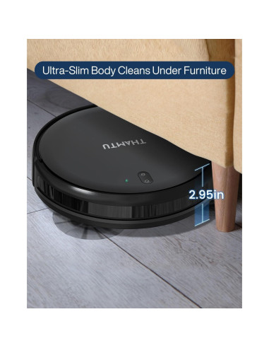 Combo Aspiradora Robot Thamtu y Escoba de Goma para Mascotas