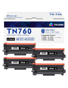 Cartucho de Tóner TN760 TRUINK Negro Alto Rendimiento 4 Pack