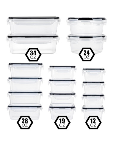 Contenedor de Almacenamiento de Alimentos FOOYOO 32 Piezas Hermético