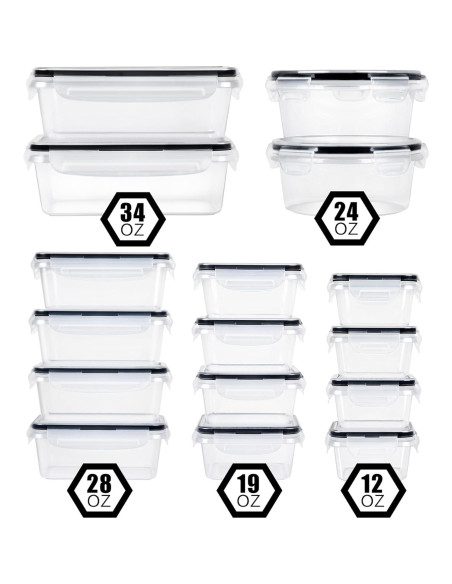 Contenedor de Almacenamiento de Alimentos FOOYOO 32 Piezas Hermético Contenedor de Almacenamiento de Alimentos FOOYOO 32 Piezas Hermético