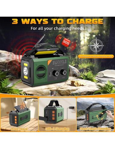 Radio de Emergencia Solar BAYTWA H27 30000mAh con Linterna