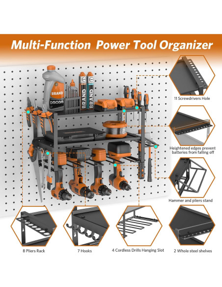 Organizador de Herramientas Eléctricas Satiarep 3 Capas Metal Negro