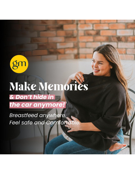 Cubierta de Lactancia Ponchy Gold Mamas 100% Algodón Negro
