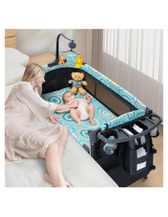 Cuna CoziBB 5 en 1 con Mesa de Cambio Desmontable y Música