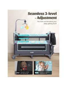 Cuna CoziBB 5 en 1 con Mesa de Cambio Desmontable y Música 2