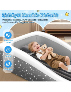 Cama de viaje inflable para niños Abdtech - 167x114 cm, gris 2